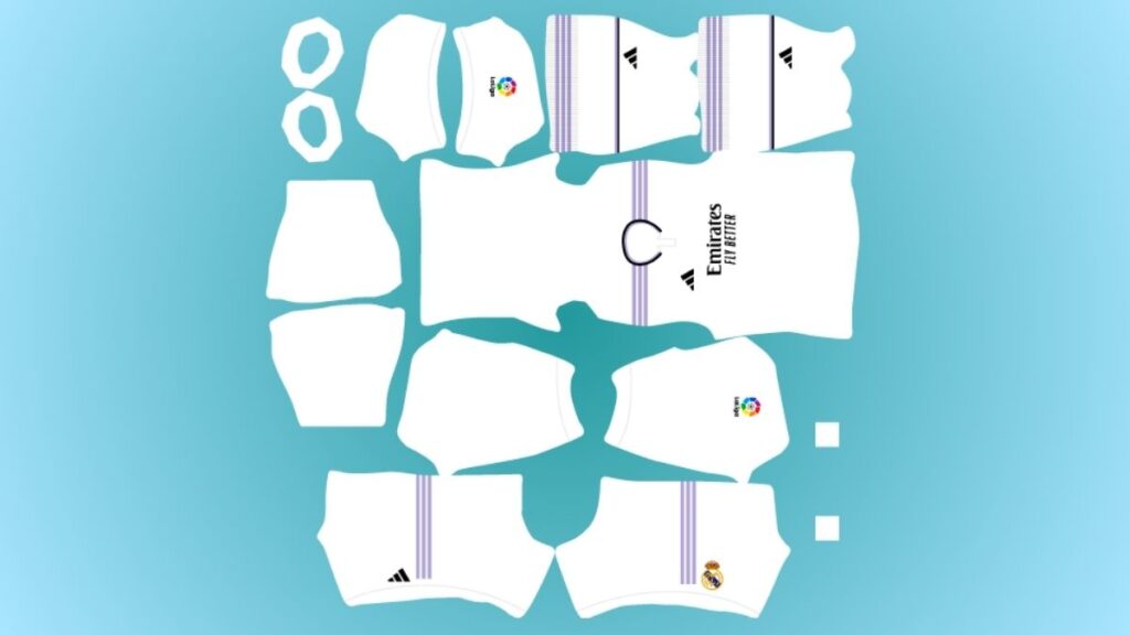 Kit DLS Real Madrid 2024 Kits do Real Madrid para Dream League Soccer (Uniforme e Logo)